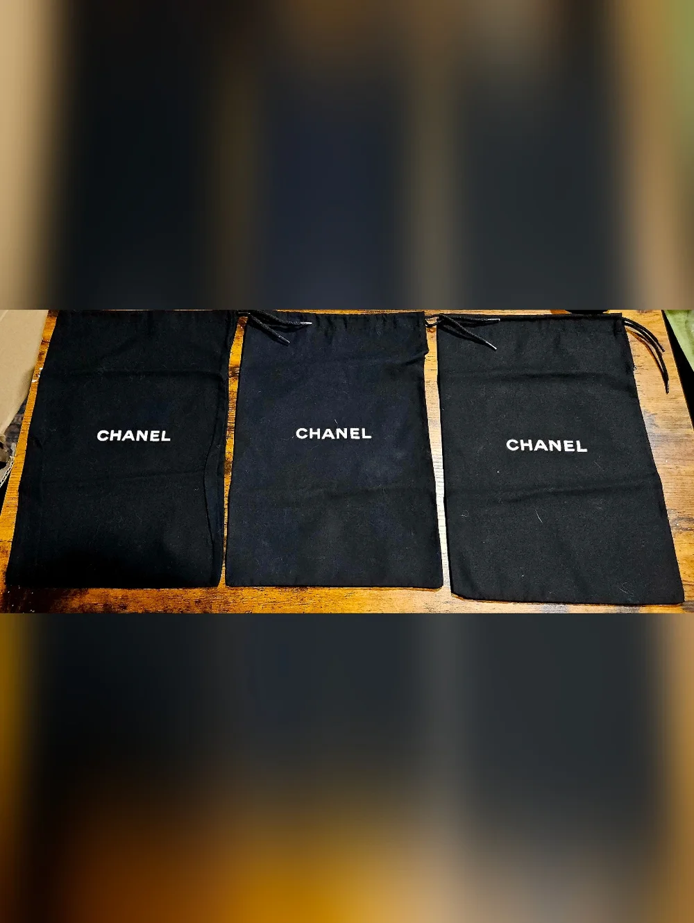 NEW Chanel Black Dust Bag 12.5” Drawstring WOC Wallet SLG Replacement Packaging